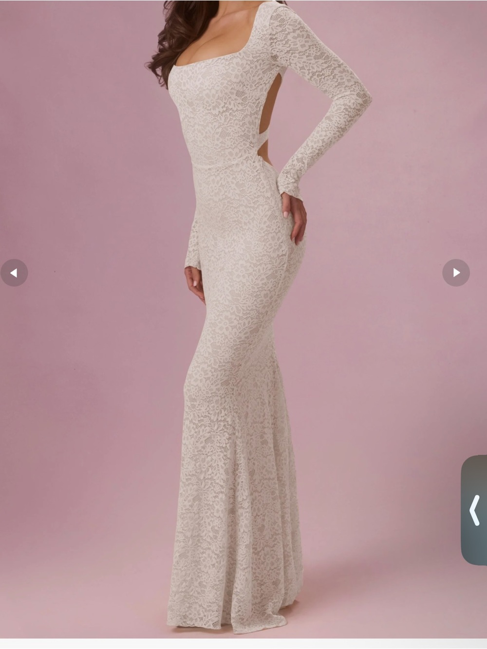 Oh Polly Ivory Lace Long-Sleeve Maxi Dress